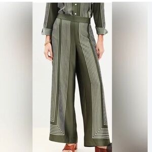 Fluid Pull On Wide Leg Pants In Striped Twill